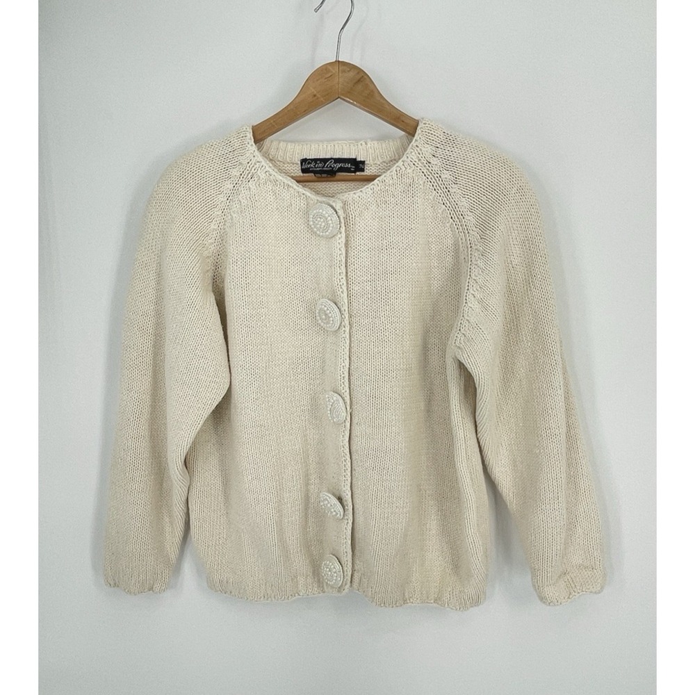 Work in Progress by Gladys Bagley 14/16 Cardigan Embellished Off White Buttons